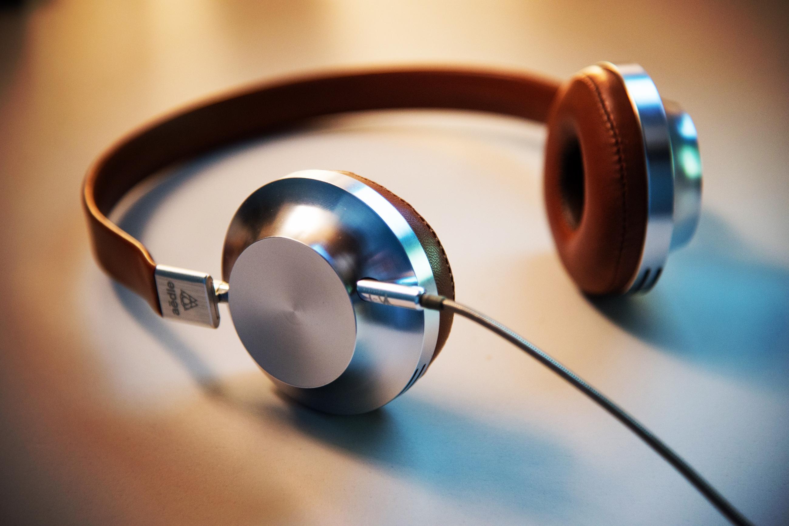 headphones on a desk