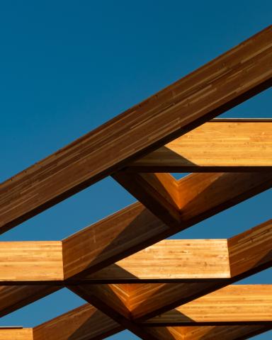 image of a wooden roof structure
